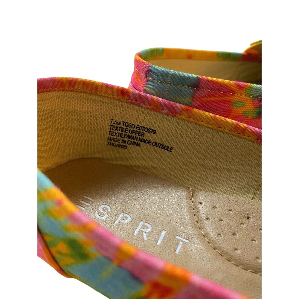 Esprit Tie Dye Slip On Shoes 7.5 Multicolor Canvas Flats Boho Festival - Picture 4 of 5